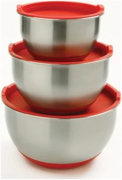 Norpro Stainless-Steel Mixing Bowl Set W/ Lids - 3 Pcs