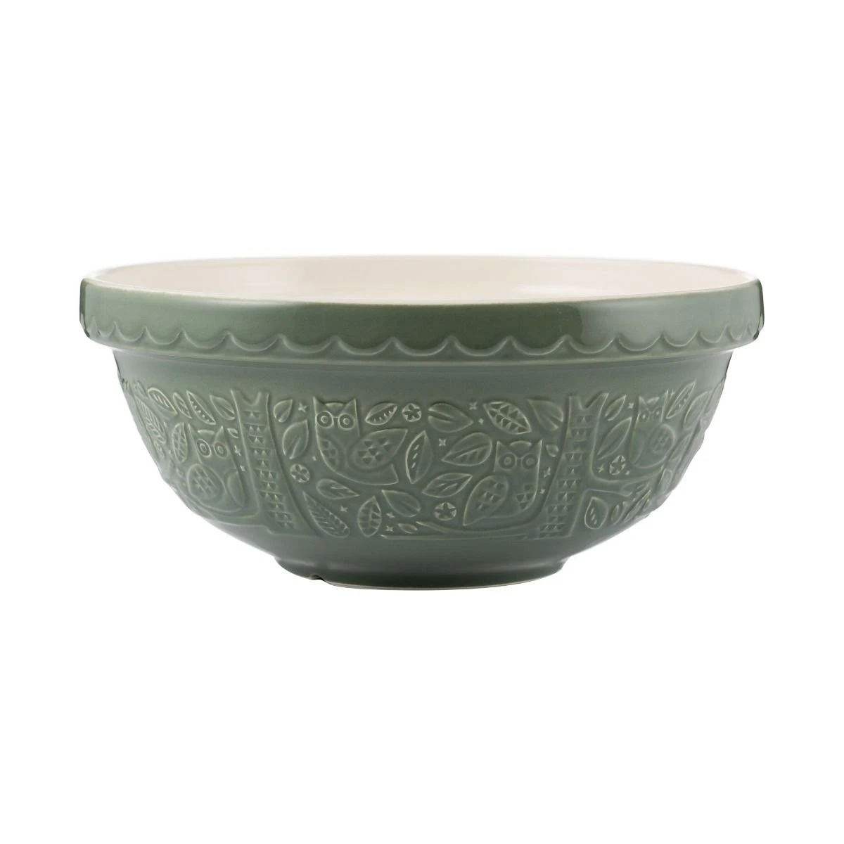 Mason Cash In The Forest S18 (2.85 Qt) Embossed Mixing Bowl | Owl (Green)
