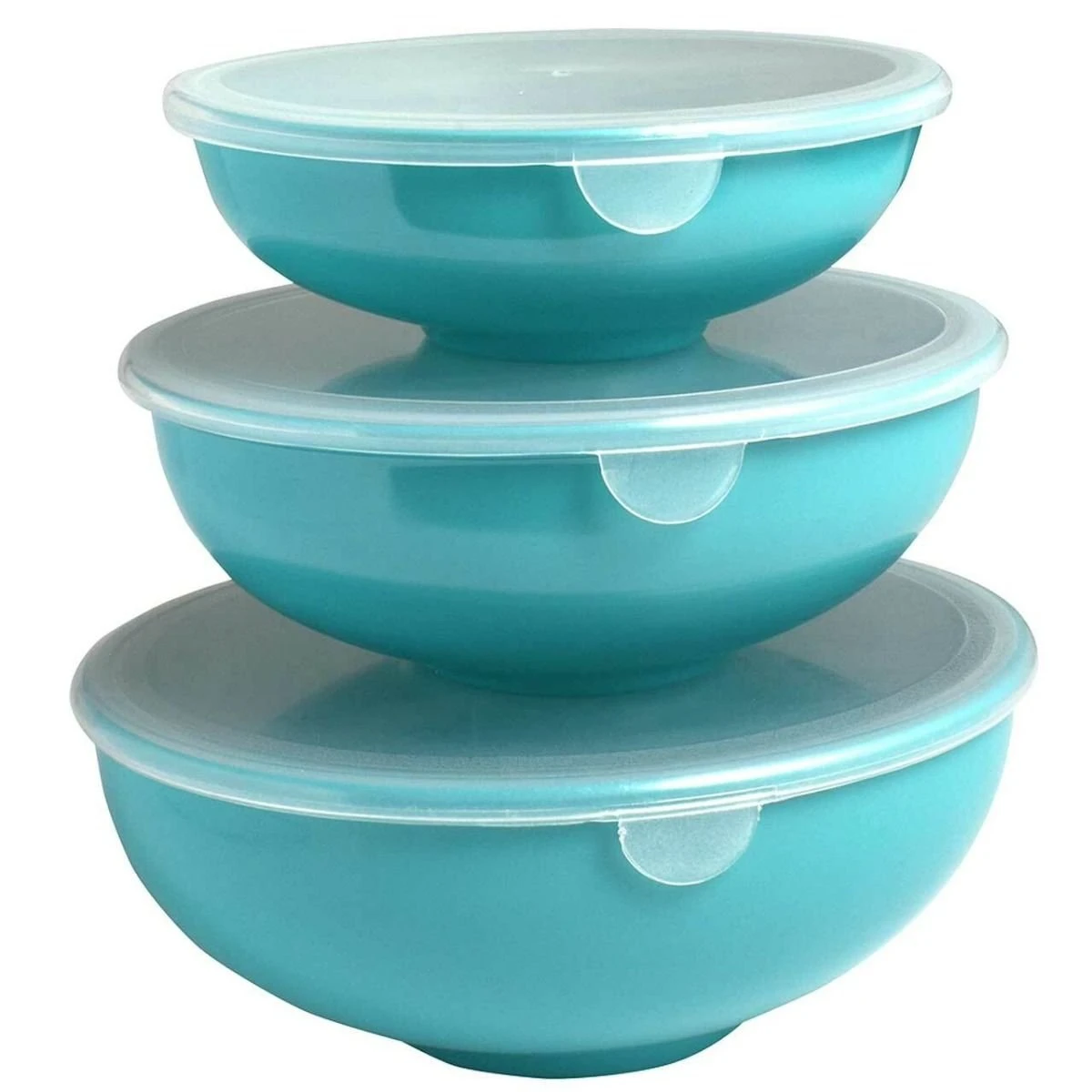 Gourmac Elliptical Melamine Prep Bowl With Lids (Set Of 3) | Turquoise