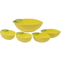 Certified International 5-Piece Melamine 3-D Lemon Serving Bowl Set | Lemon Zest