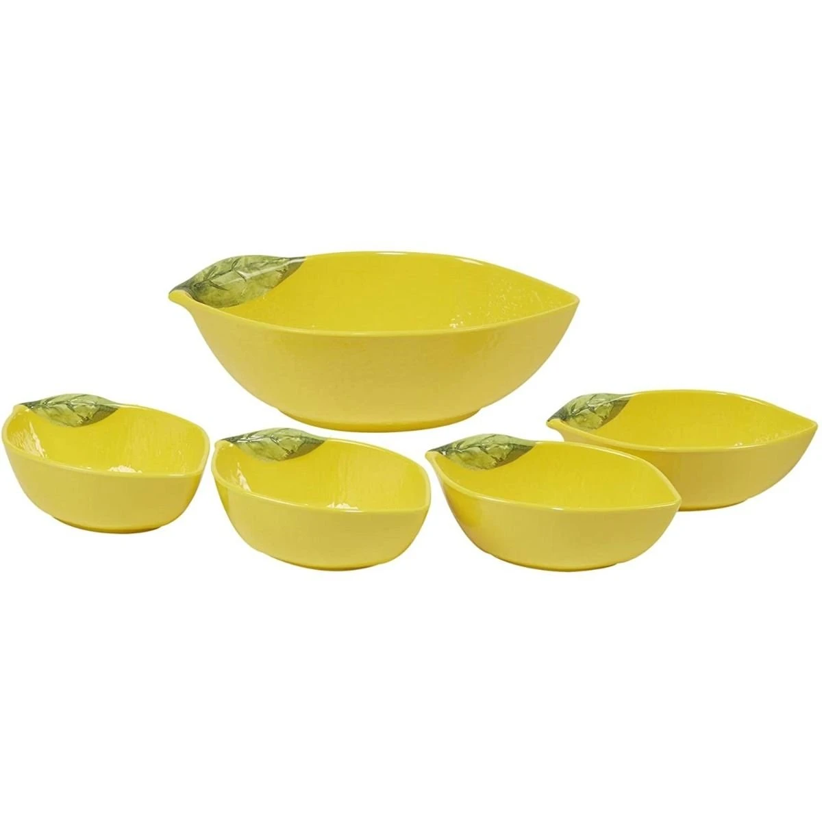Certified International 5-Piece Melamine 3-D Lemon Serving Bowl Set | Lemon Zest