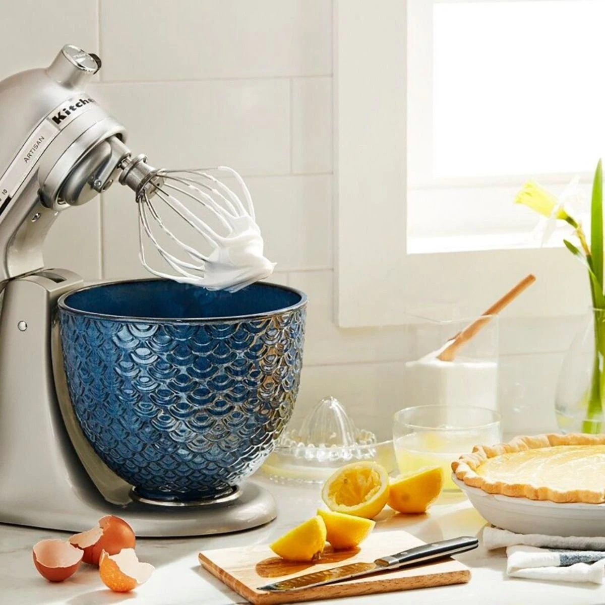 KitchenAid 5-Quart Blue Mermaid Textured Lace Ceramic Bowl | Fits 4.5-Quart & 5-Quart KitchenAid Tilt-Head Stand Mixers - Image 3