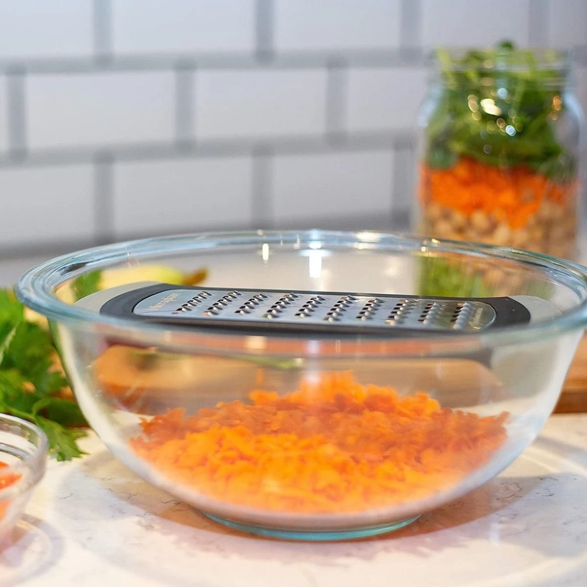 Microplane Extra Coarse Mixing Bowl Grater | Grey/Black - Image 5