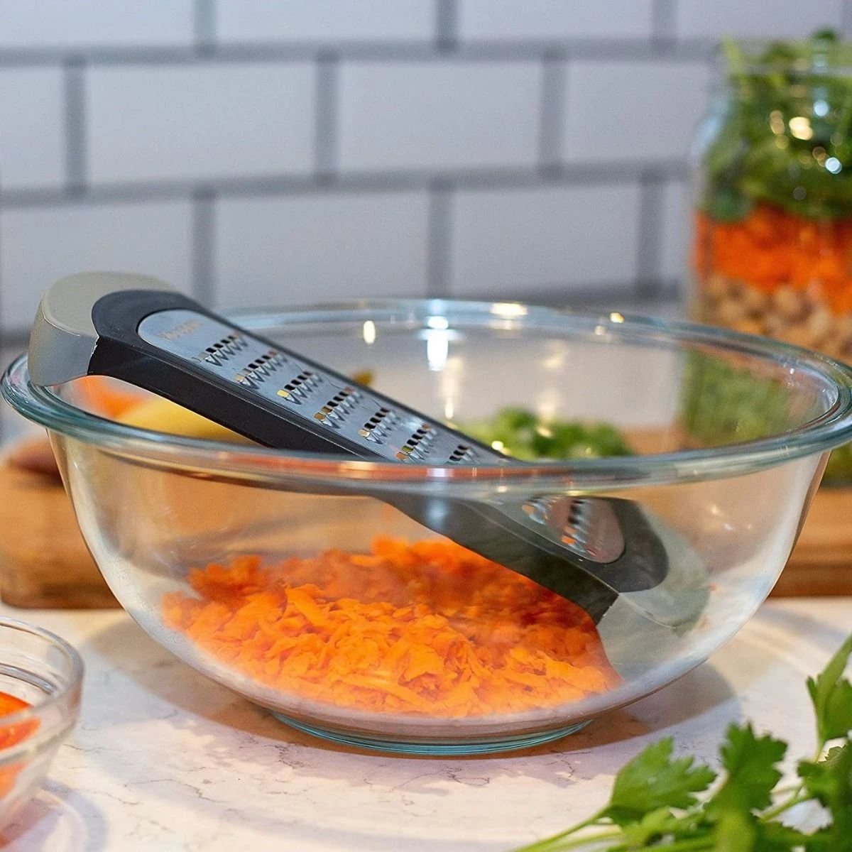 Microplane Extra Coarse Mixing Bowl Grater | Grey/Black - Image 2
