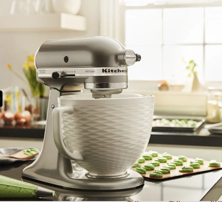 KitchenAid 5-Quart White Chocolate Textured Ceramic Bowl | Fits 4.5-Quart & 5-Quart KitchenAid Tilt-Head Stand Mixers - Image 3