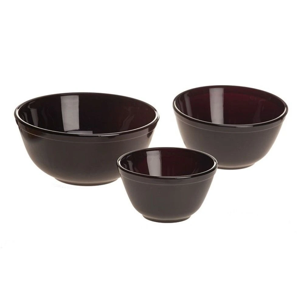 Mosser Glass 3-Piece Mixing Bowl Set (20oz, 40oz, 60oz) | Black Raspberry