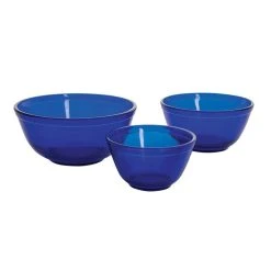 Mosser Glass 3-Piece Mixing Bowl Set (20oz, 40oz, 60oz) | Cobalt