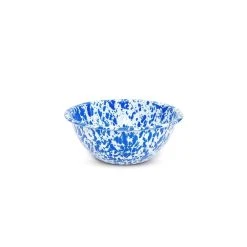 Crow Canyon Enameled 2-Quart Serving Bowl Blue Marble