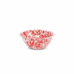 Crow Canyon Enameled 2-Quart Serving Bowl Red Marble