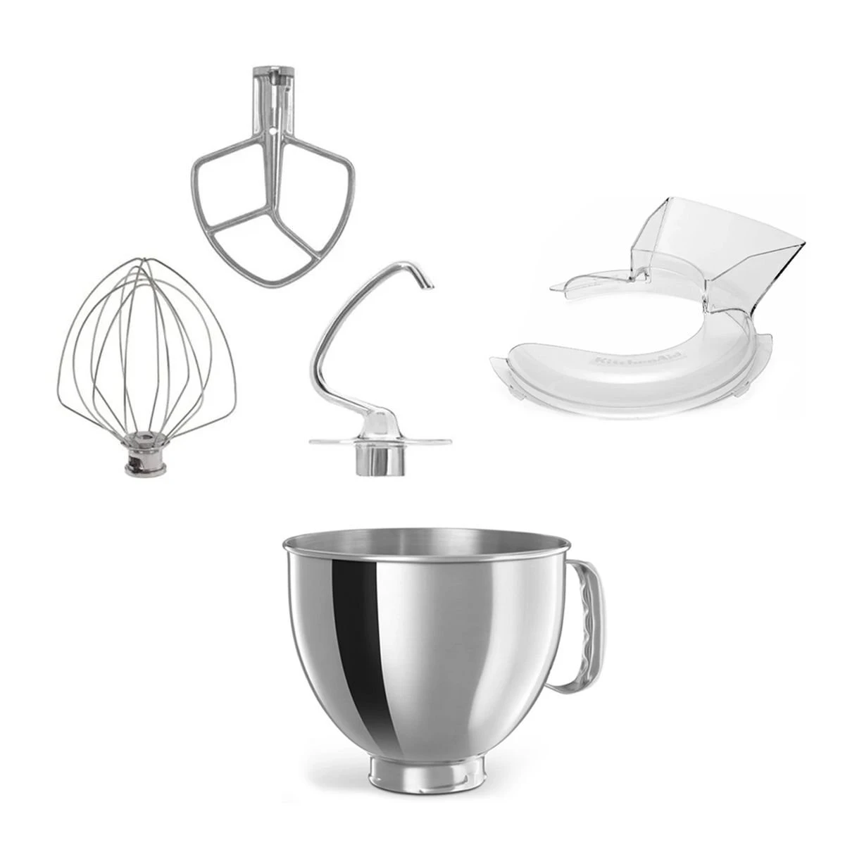 KitchenAid 5-Quart Stainless Steel Bowl + Stand Mixer Stainless Steel Accessory Pack + Pouring Shield | Fits 5-Quart KitchenAid Tilt-Head Stand Mixers - Image 2
