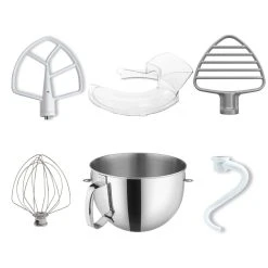KitchenAid 6-Quart Stainless Steel Bowl + Coated Pastry Beater Accessory Pack + Pouring Shield | Fits 6-Quart KitchenAid Bowl-Lift Stand Mixers