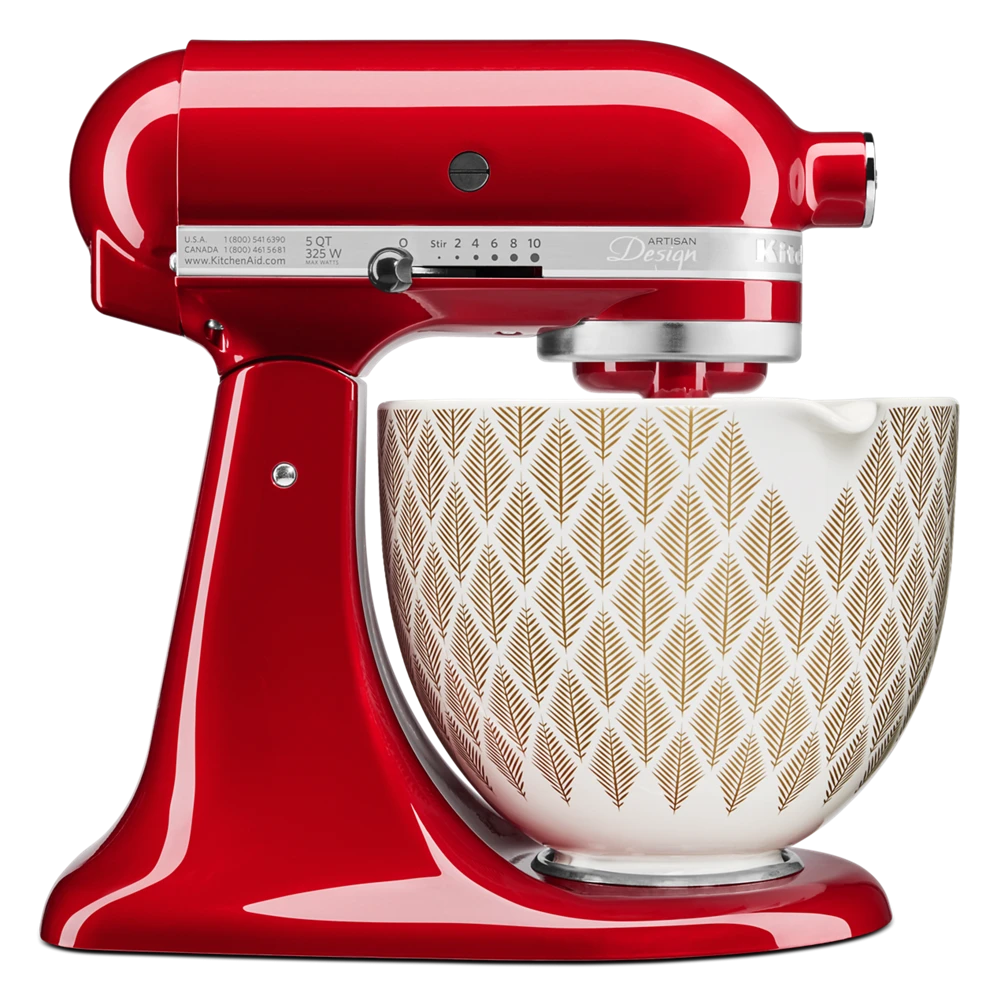 KitchenAid 5-Quart Gold Conifer Patterned Ceramic Bowl | Fits 4.5-Quart & 5-Quart KitchenAid Tilt-Head Stand Mixers - Image 2