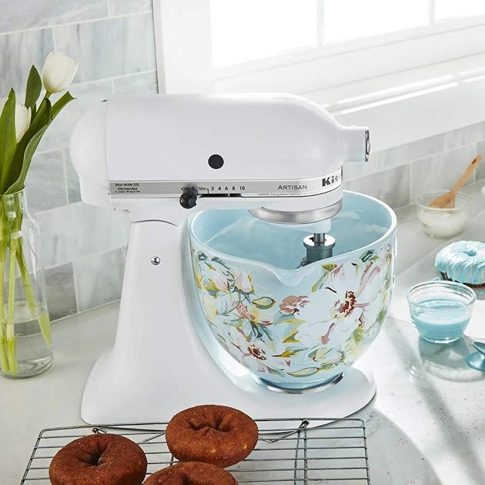 KitchenAid 5-Quart White Gardenia Ceramic Bowl + Flex Edge Beater | Fits 4.5-Quart & 5-Quart KitchenAid Tilt-Head Stand Mixers - Image 4