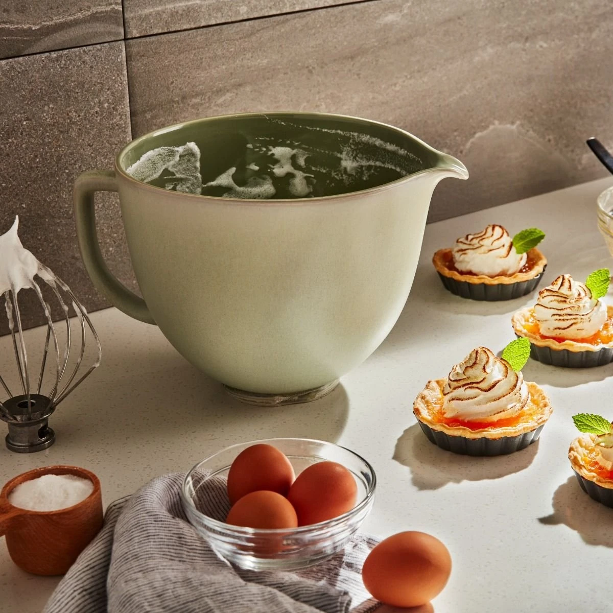 KitchenAid 5-Quart Sage Leaf Ceramic Bowl + Flex Edge Beater | Fits 4.5-Quart & 5-Quart KitchenAid Tilt-Head Stand Mixers - Image 5