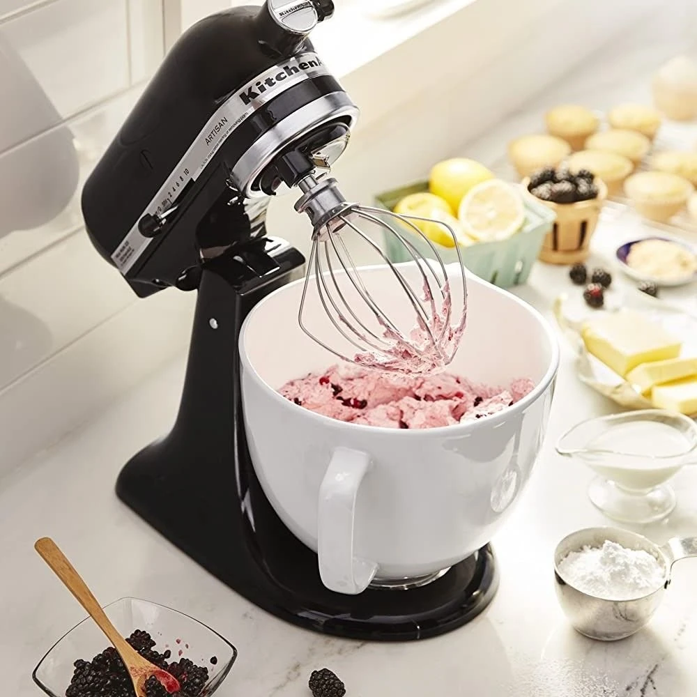 KitchenAid 5-Quart White Chocolate Ceramic Bowl + Flex Edge Beater | Fits 4.5-Quart & 5-Quart KitchenAid Tilt-Head Stand Mixers - Image 4