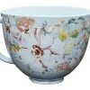 KitchenAid 5-Quart White Gardenia Patterned Ceramic Bowl | Fits 4.5-Quart & 5-Quart KitchenAid Tilt-Head Stand Mixers